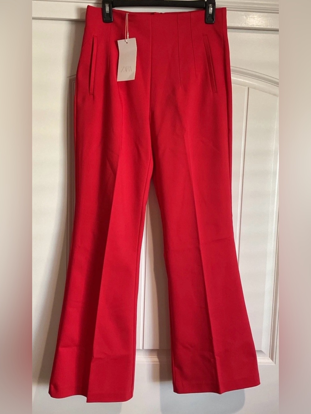 Zara Women’s High Waist Back Zipper Closure Pants Red Sz M NWT